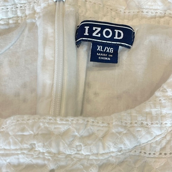 IZOD Eyelet Sleeveless Dress White Casual Summer Beach Cover Up XL - Picture 3 of 9